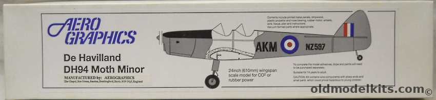 AeroGraphics De Havilland DH-94 Moth Minor - 24 Inch Wingspan Flying Aircraft  Rubber / CO2 / Electric Power plastic model kit